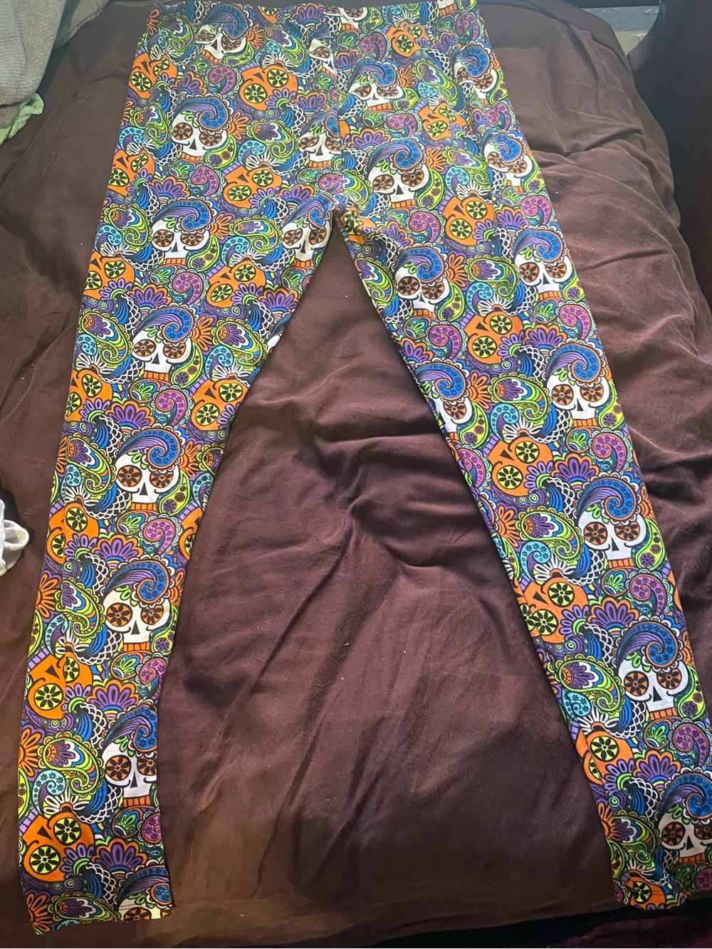 Halloween Multicolor Paisley Sugar Skull Leggings